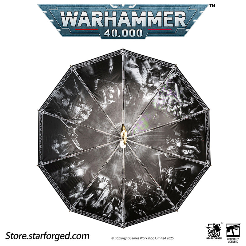 Starforged Warhammer 40K Adeptus Custodes Misericordia Umbrella Men's Accessories Birthday Gift Other The Misericordia is the signature shortblade wielded by the Adeptus Custodes. Each neophyte who ascends to the ranks of the Emperor's chosen is bestowed this mastercrafted blade - a weapon as elegant as it is lethal. Wrought in auric alloys and luna silver, its haft is perfectly balanced to its bearer's grip, while its machine-spirit commands molecular disruption fields capable of breaching even Terminator